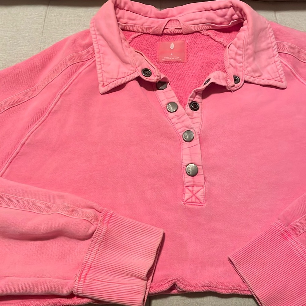 FP Movement Hot Pink Cropped Collared Top